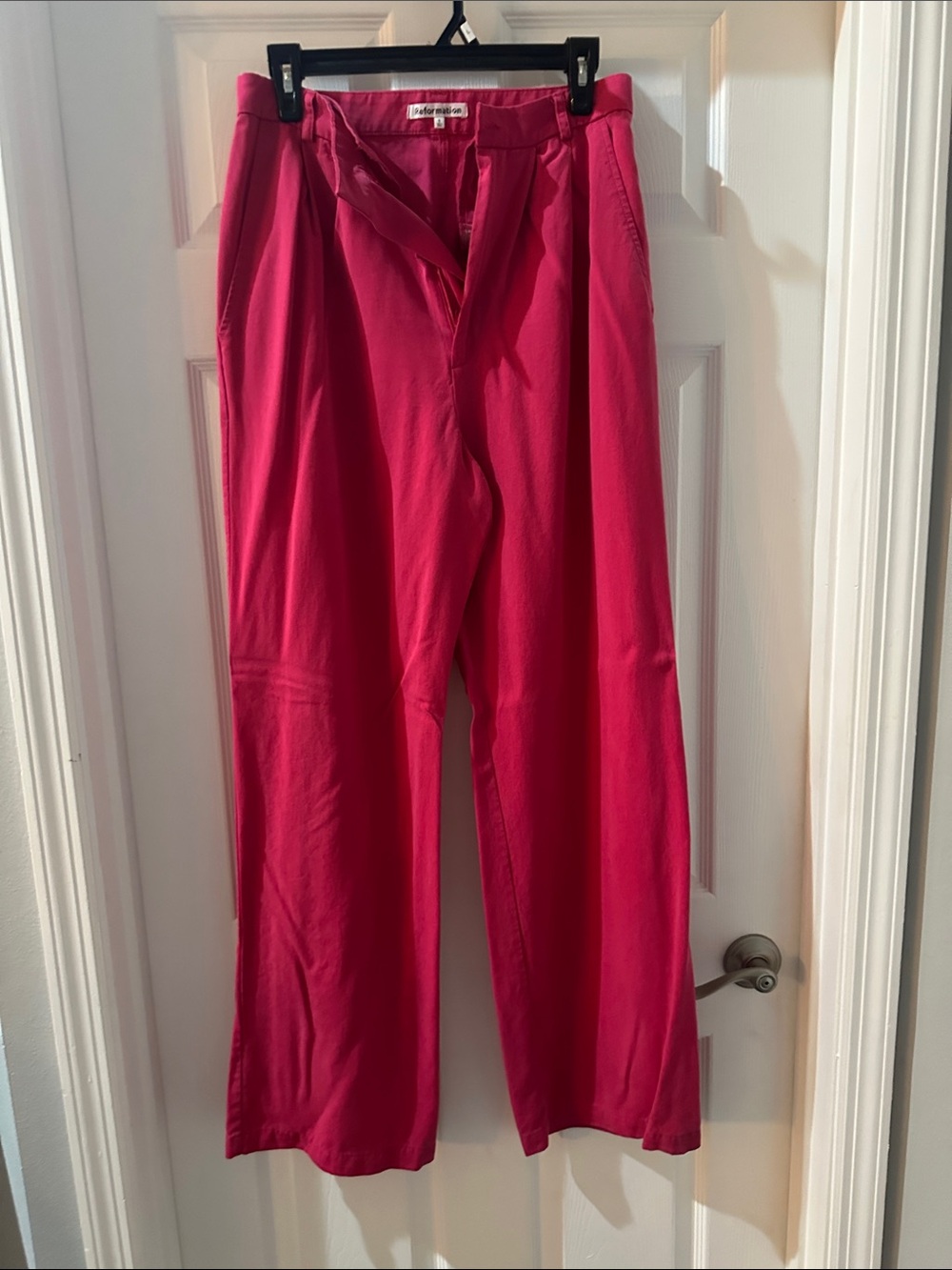 Reformation Wide Leg Pants in Bright Pink